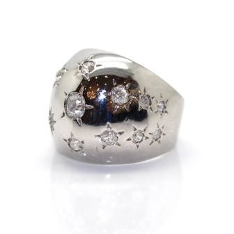 Bijoux anciens - Bague boule constellation en platine et diamants