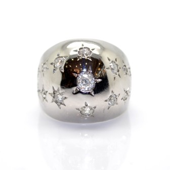 Bagues de fiançailles - Bague boule constellation en platine et diamants