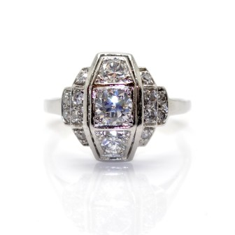Bijoux anciens - Bague Art Déco diamants