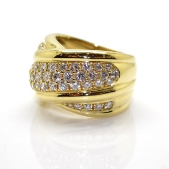 Bijoux anciens - Bague jonc diamants 