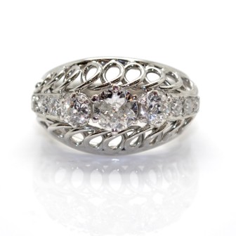 Bagues de fiançailles - Bague vintage en or et diamants