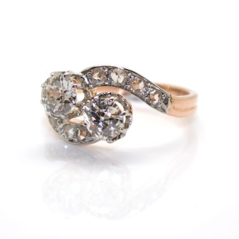 Bijoux anciens - Bague toi et moi diamants 