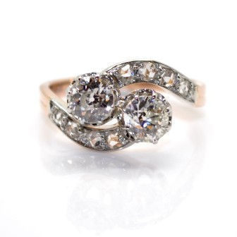 Bijoux anciens - Bague toi et moi diamants 