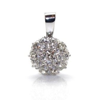 Bijoux anciens - Pendentif fleur diamants