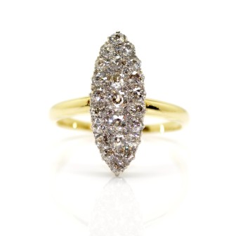 Bijoux anciens - Bague ancienne marquise diamants