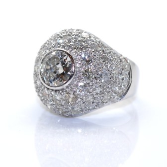 Bijoux anciens - Bague dôme diamants 