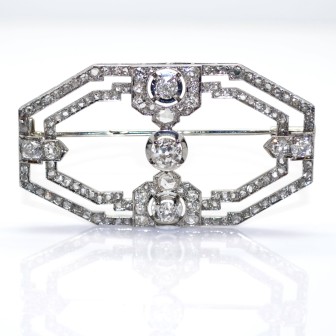 Bijoux anciens - Broche Art Deco en diamants
