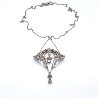 Bijoux anciens - Pendentif Art Nouveau diamants