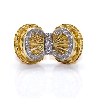Bijoux anciens - Bague noeud vintage or et diamants