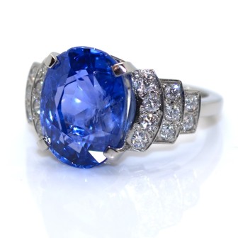 Bagues de fiançailles - Bague saphir 10,20 carats et diamants