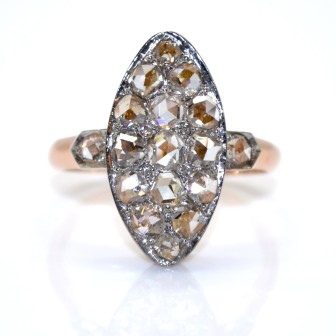 Bijoux anciens - Bague marquise diamants