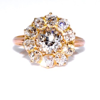 Bijoux anciens - Bague marguerite diamants