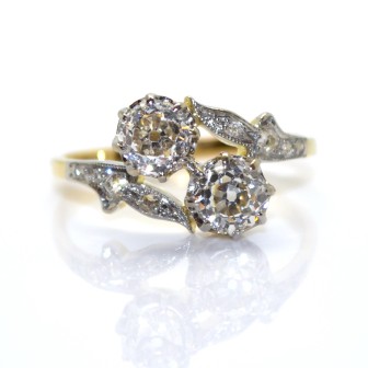 Bijoux anciens - Bague toi et moi diamants 