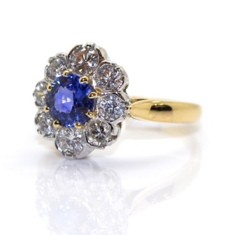 Bagues de fiançailles - Bague pompadour saphir et diamants