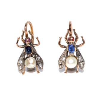 Bijoux anciens - Boucles d'oreilles mouches