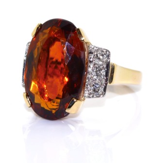 Bijoux récents - Bague citrine et diamants 
