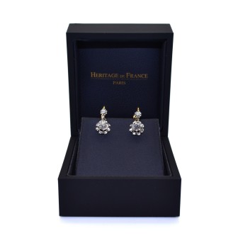 Bijoux anciens - Boucles d'oreilles dormeuses diamants 