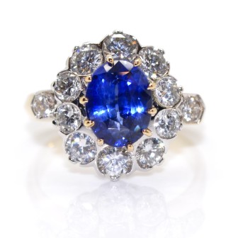 Bijoux Récents - Bague pompadour saphir et diamants