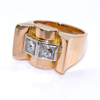 Bijoux anciens - Bague Tank diamants 