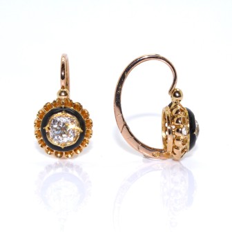 Bijoux anciens - Boucles d'oreilles dormeuses diamants 