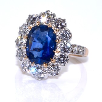 Bijoux récents - Bague pompadour saphir et diamants
