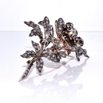 Bijoux anciens - Broche Trembleuse diamants