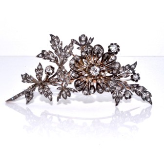 Bijoux anciens - Broche Trembleuse diamants