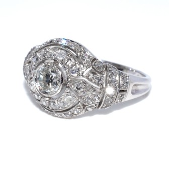 Bijoux anciens - Bague dôme art déco diamants