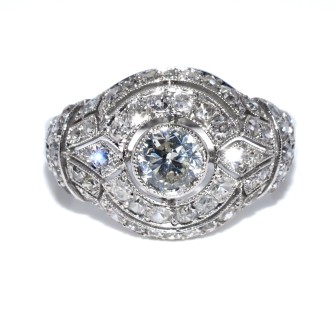 Bijoux anciens - Bague dôme art déco diamants