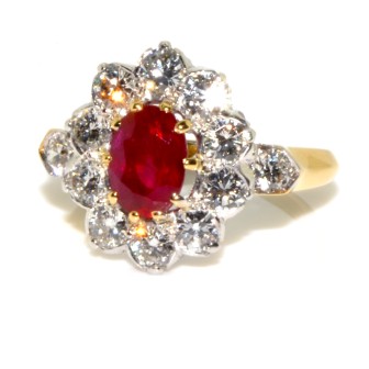 Créations - Bague Pompadour rubis et diamants