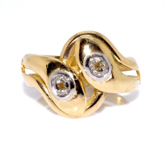 Bijoux anciens - Bague serpent or et diamants 