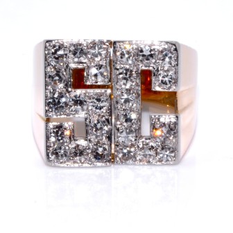 Bijoux anciens - Bague Tank initiales S.C. diamants