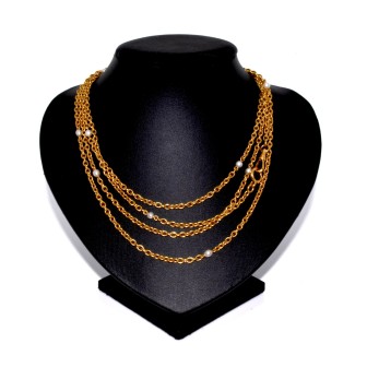 Bijoux anciens - Sautoir ancien en or jaune et perles