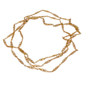 Bijoux anciens - Long sautoir ancien en or jaune
