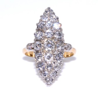Bijoux anciens - Bague ancienne marquise diamants