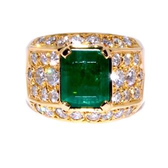 Bijoux récents - Bague jonc émeraude et diamants