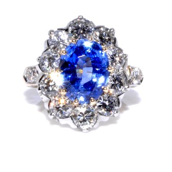 Bagues de fiançailles - Bague pompadour saphir et diamants