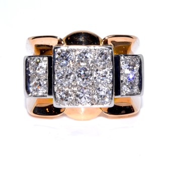 Bijoux anciens - Bague Tank diamants
