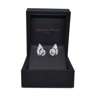 Bijoux anciens - Boucles d'oreilles art deco diamants 
