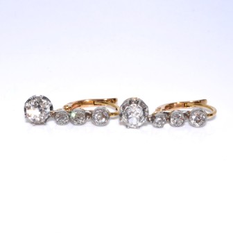 Bijoux anciens - Boucles d'oreilles diamants 
