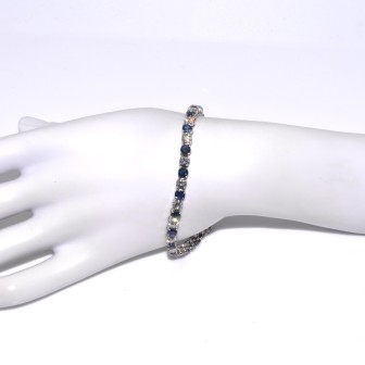 Bijoux anciens - Bracelet ligne diamants et saphirs