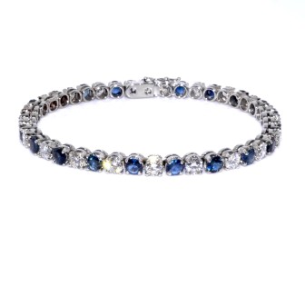 Bijoux anciens - Bracelet ligne diamants et saphirs