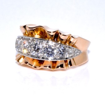 Bijoux anciens - Bague Tank diamants 