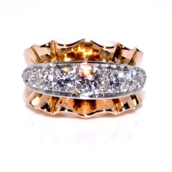 Bijoux anciens - Bague Tank diamants 