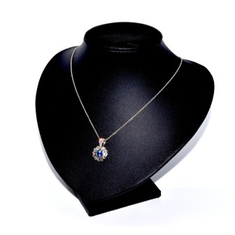 Bijoux anciens - Pendentif marguerite saphir et diamants