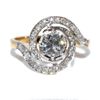 Bijoux anciens - Bague tourbillon diamants 