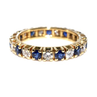 Bijoux récents - Alliance américaine diamants et saphirs