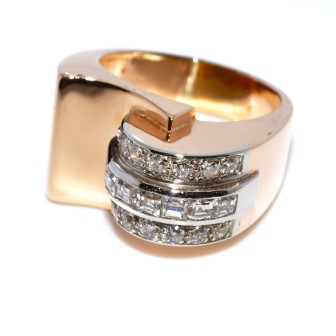 Bagues de fiançailles - Bague Tank asymétrique diamants 