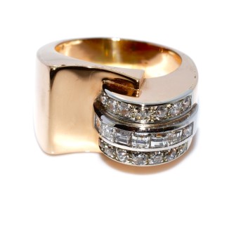 Bagues de fiançailles - Bague Tank asymétrique diamants 