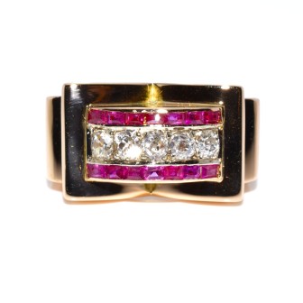 Bijoux anciens - Bague Tank diamants 
